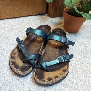 Birkenstock Metallic Teal Sandals